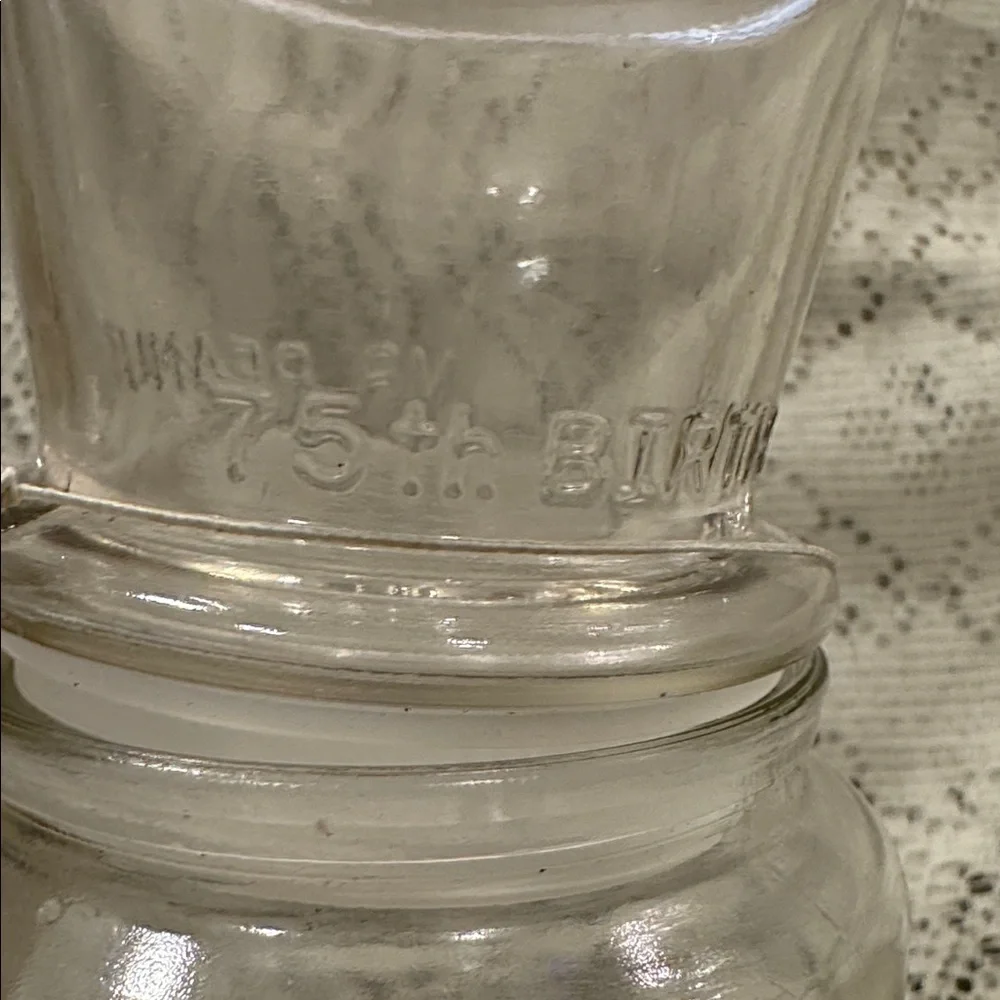 Planters Mr Peanut 75 Birthday Jar with ORIGINAL RARE with label and tag! VTG